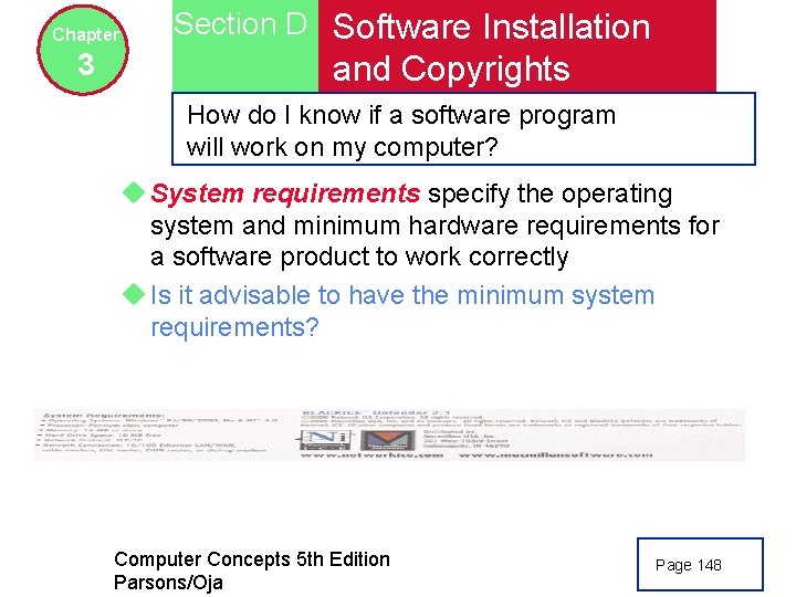 Chapter 3 Section D Software Installation and Copyrights How do I know if a
