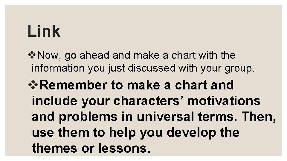 Link v. Now, go ahead and make a chart with the information you just