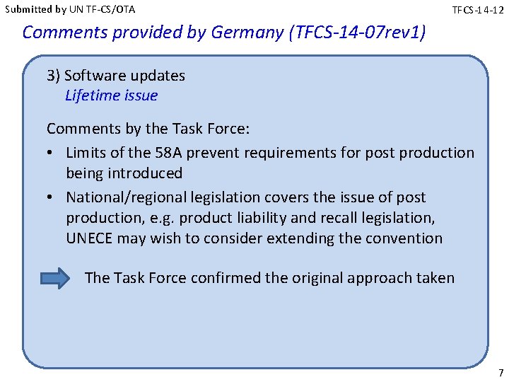 Submitted by UN TF-CS/OTA TFCS-14 -12 Comments provided by Germany (TFCS-14 -07 rev 1)