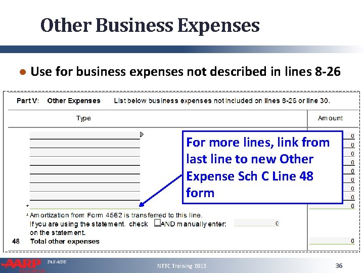 Other Business Expenses ● Use for business expenses not described in lines 8 -26