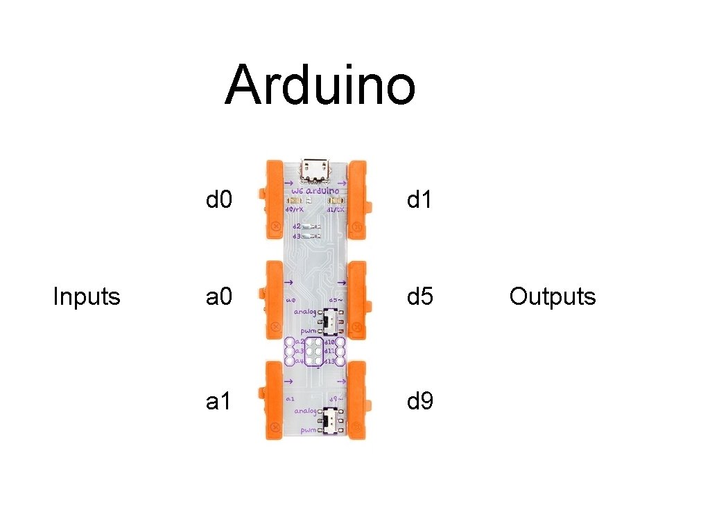 Arduino Inputs d 0 d 1 a 0 d 5 a 1 d 9 Arduino Inputs d 0 d 1 a 0 d 5 a 1 d 9