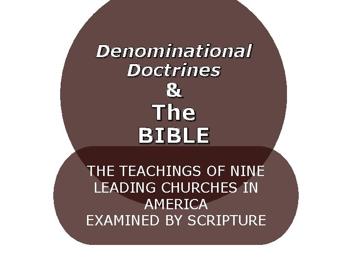 Denominational Doctrines & The BIBLE THE TEACHINGS OF NINE LEADING CHURCHES IN AMERICA EXAMINED