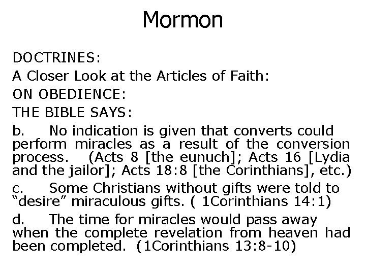 Mormon DOCTRINES: A Closer Look at the Articles of Faith: ON OBEDIENCE: THE BIBLE