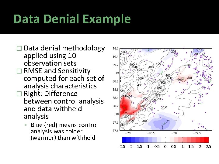 Data Denial Example � Data denial methodology applied using 10 observation sets � RMSE