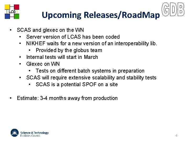 LCG Upcoming Releases/Road. Map • SCAS and glexec on the WN • Server version