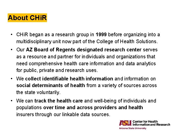 About CHi. R • CHi. R began as a research group in 1999 before About CHi. R • CHi. R began as a research group in 1999 before