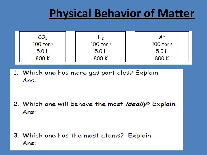 Physical Behavior of Matter 