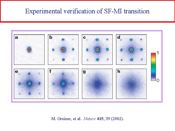 Experimental verification of SF-MI transition M. Greiner, et al. Nature 415, 39 (2002). 
