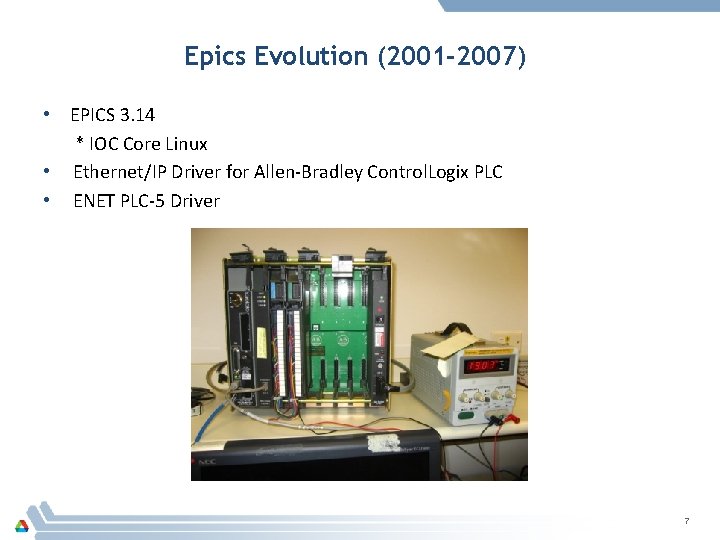 Epics Evolution (2001 -2007) • EPICS 3. 14 * IOC Core Linux • Ethernet/IP