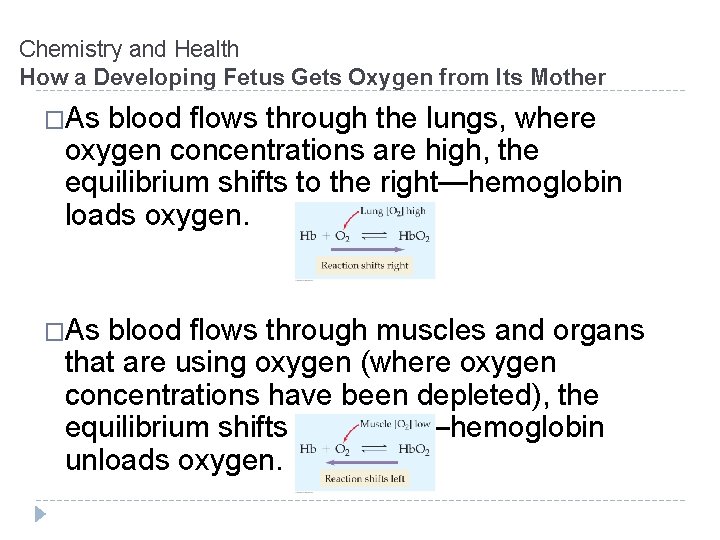 Chemistry and Health How a Developing Fetus Gets Oxygen from Its Mother �As blood