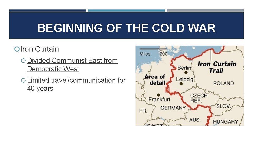 BEGINNING OF THE COLD WAR Iron Curtain Divided Communist East from Democratic West Limited