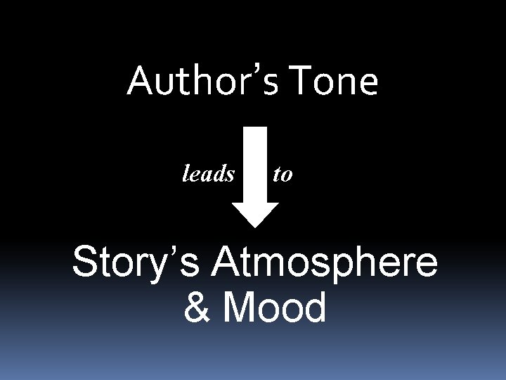 Author’s Tone leads to Story’s Atmosphere & Mood 