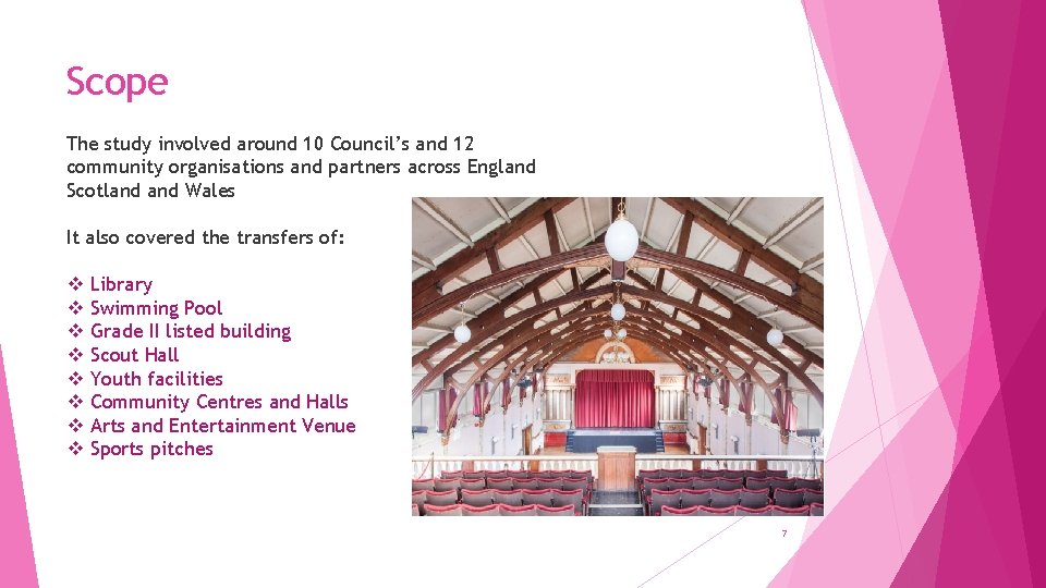 Scope The study involved around 10 Council’s and 12 community organisations and partners across