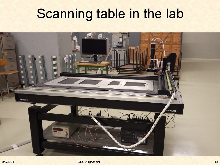 Scanning table in the lab 9/6/2021 GEM Alignment 19 