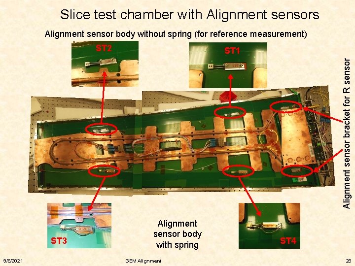 Slice test chamber with Alignment sensors Alignment sensor body without spring (for reference measurement)