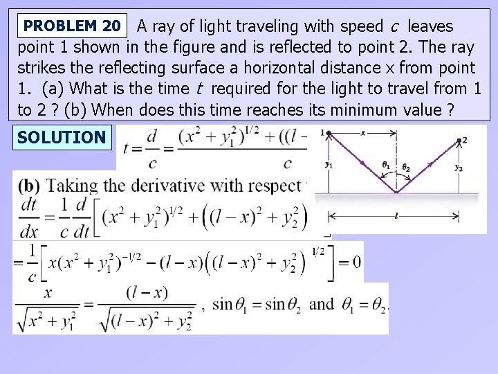 A ray of light traveling with speed c leaves point 1 shown in the