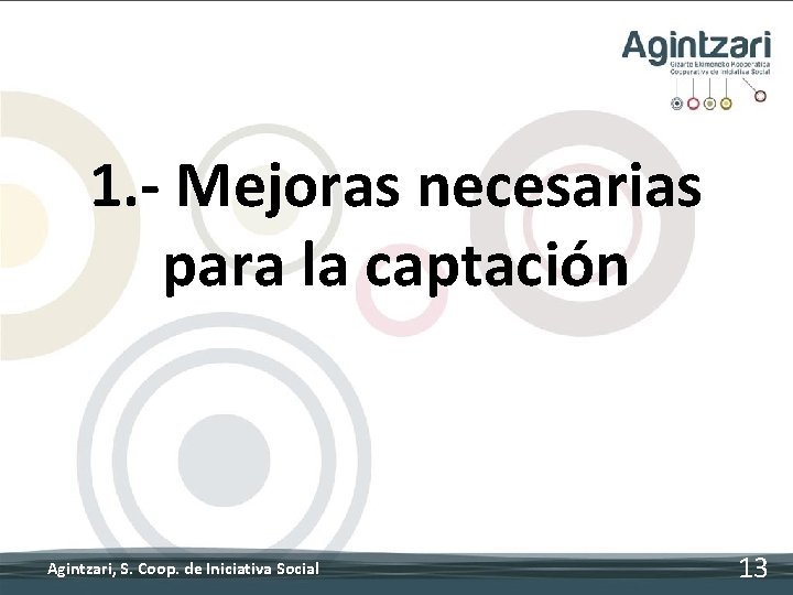 1. - Mejoras necesarias para la captación Agintzari, S. Coop. de Iniciativa Social 13