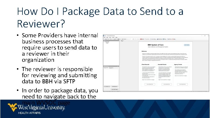How Do I Package Data to Send to a Reviewer? • Some Providers have