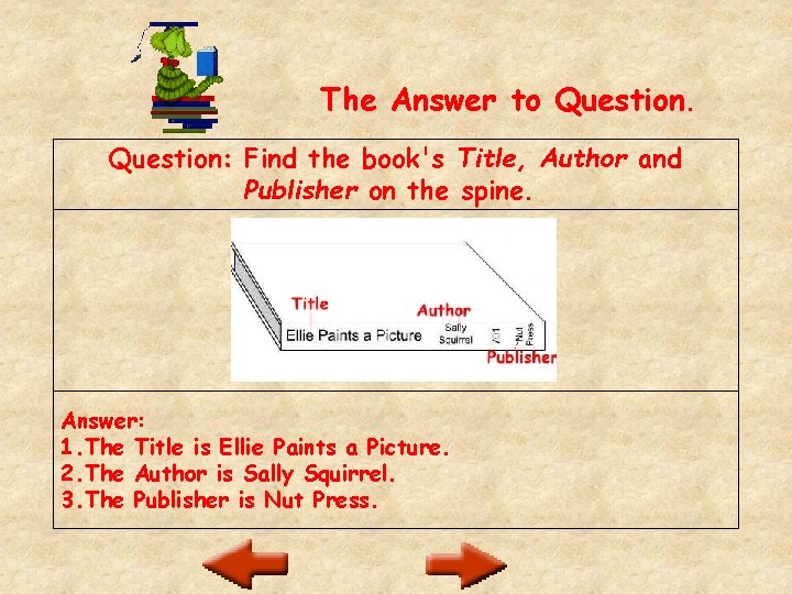 The Answer to Question: Find the book's Title, Author and Publisher on the spine.