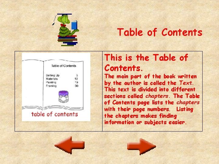 Table of Contents This is the Table of Contents. The main part of the