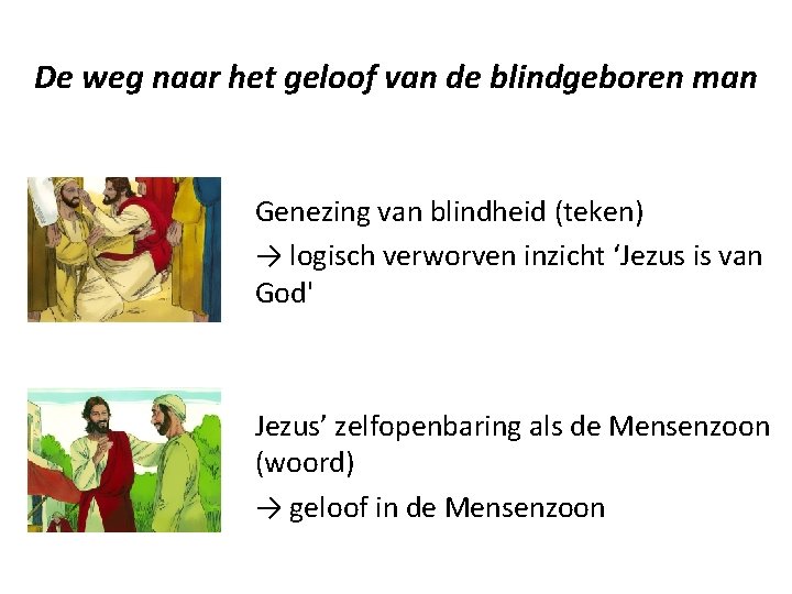 De weg naar het geloof van de blindgeboren man Genezing van blindheid (teken) →