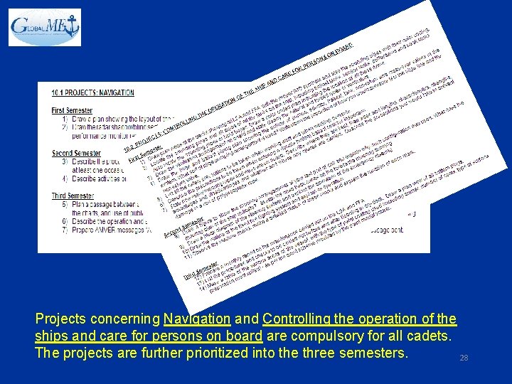Projects concerning Navigation and Controlling the operation of the ships and care for persons
