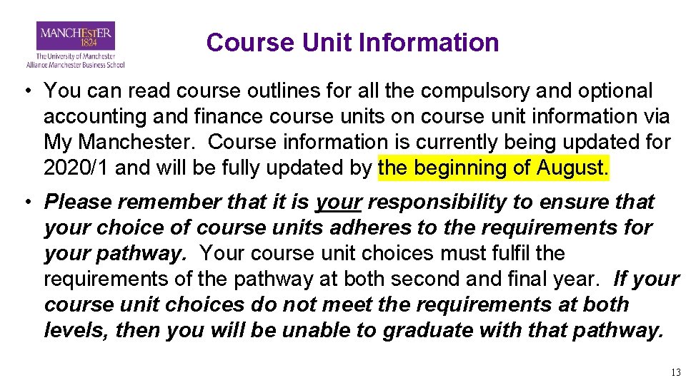 Course Unit Information • You can read course outlines for all the compulsory and