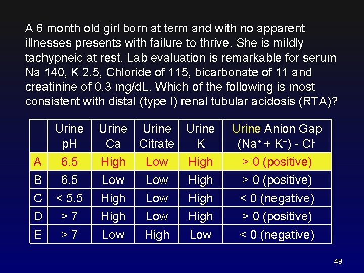 A 6 month old girl born at term and with no apparent illnesses presents