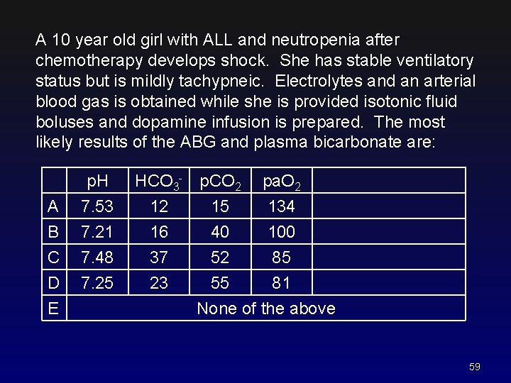 A 10 year old girl with ALL and neutropenia after chemotherapy develops shock. She