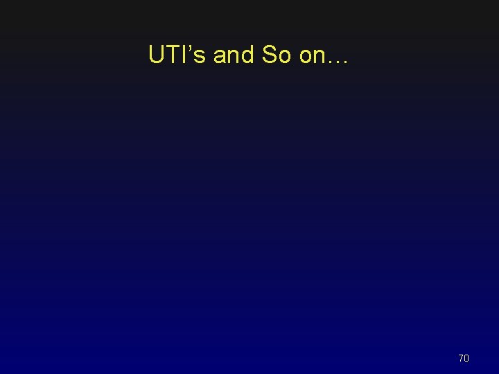 UTI’s and So on… 70 