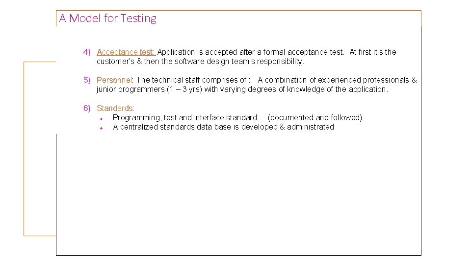 A Model for Testing 4) Acceptance test: Application is accepted after a formal acceptance A Model for Testing 4) Acceptance test: Application is accepted after a formal acceptance