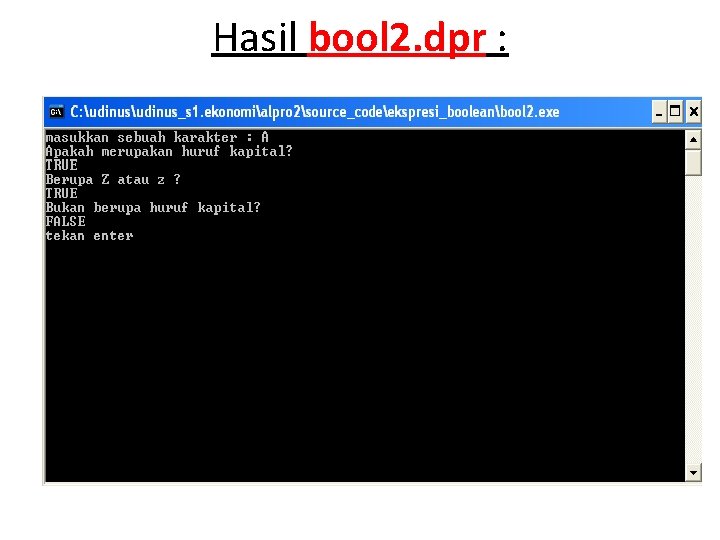 Hasil bool 2. dpr : 