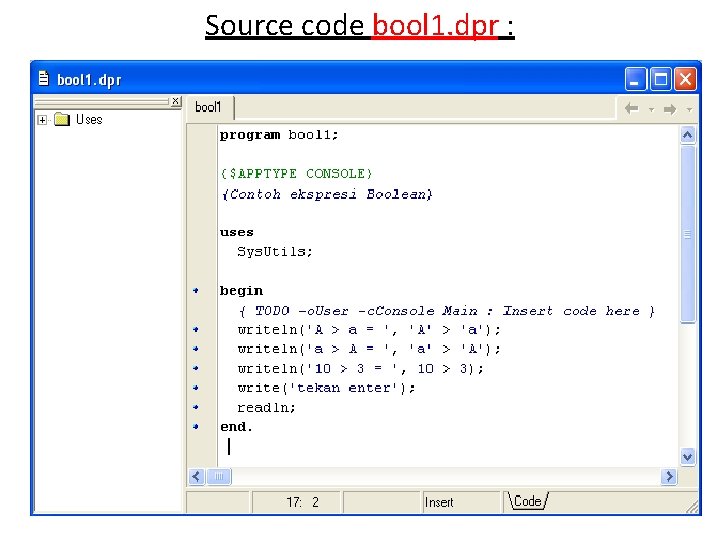 Source code bool 1. dpr : 