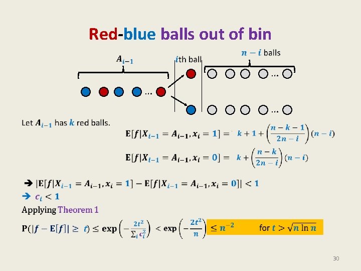 Red-blue balls out of bin • … … … 30 