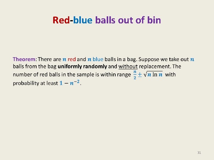 Red-blue balls out of bin • 31 