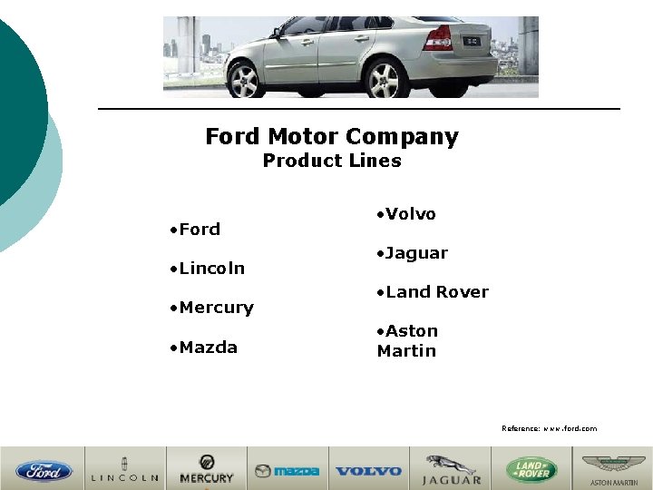 Ford Motor Company Product Lines • Ford • Lincoln • Mercury • Mazda •