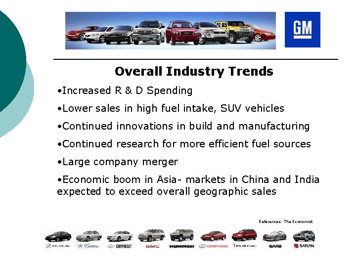 Overall Industry Trends • Increased R & D Spending • Lower sales in high