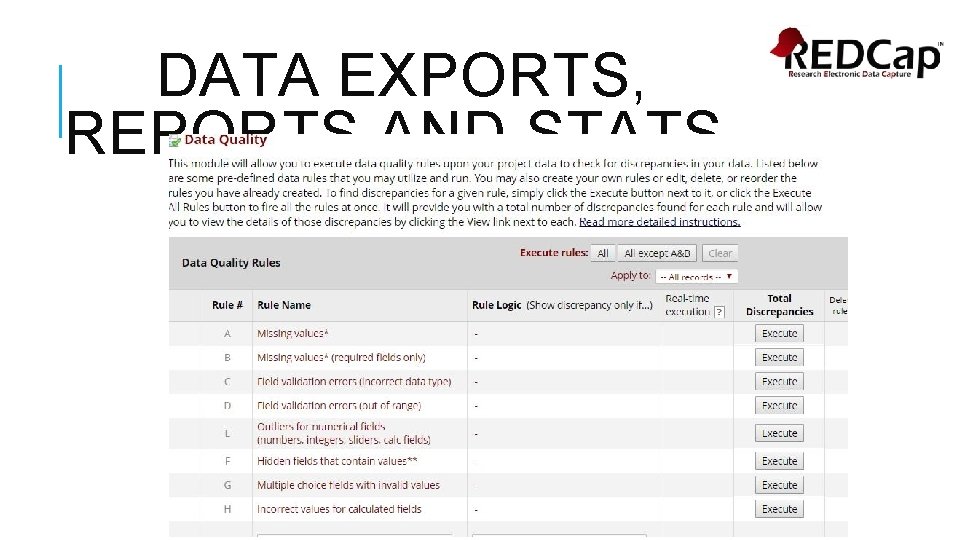 DATA EXPORTS, REPORTS AND STATS 