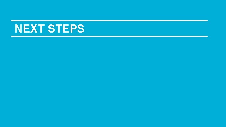NEXT STEPS 