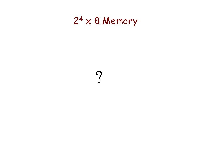 24 x 8 Memory ? 24 x 8 Memory ?
