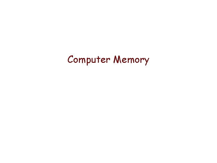 Computer Memory Computer Memory