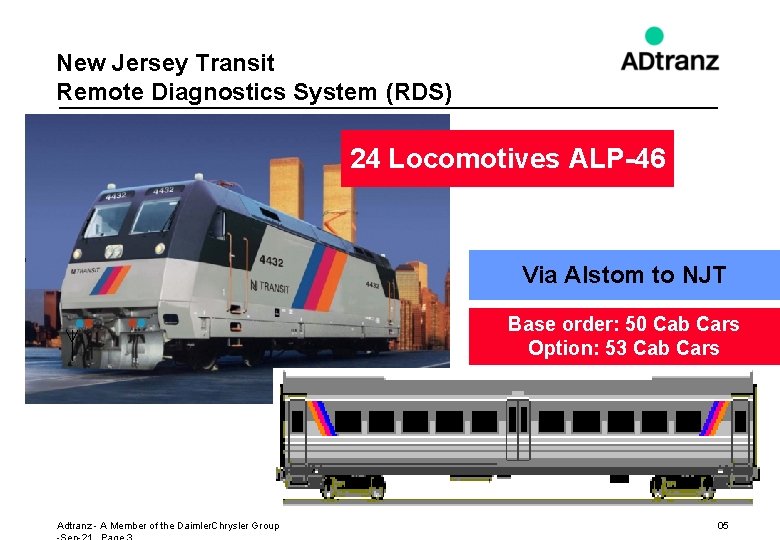 New Jersey Transit Remote Diagnostics System (RDS) 24 Locomotives ALP-46 Via Alstom to NJT