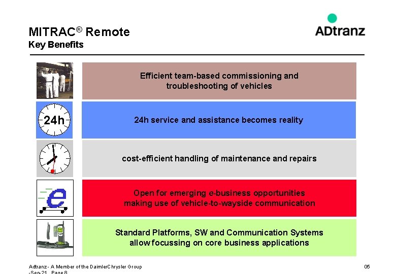 MITRAC® Remote Key Benefits Efficient team-based commissioning and troubleshooting of vehicles 24 h service