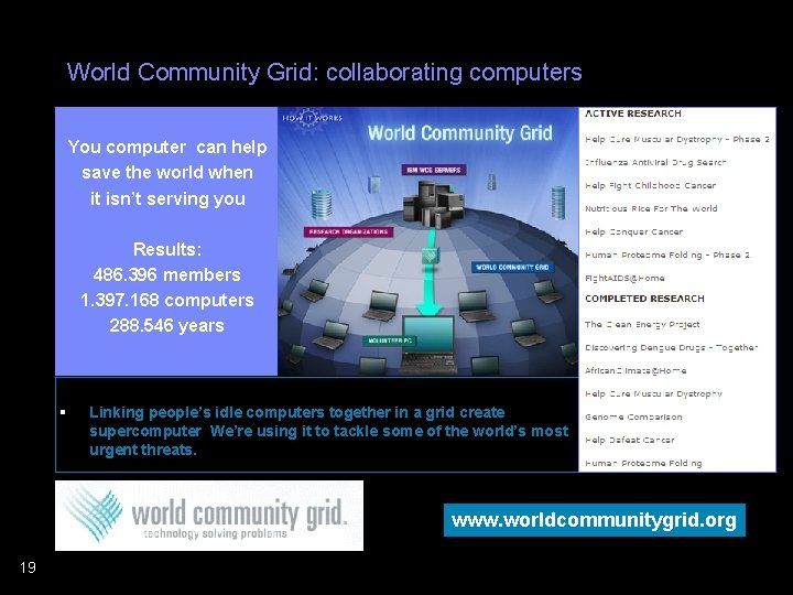 World Community Grid: collaborating computers You computer can help save the world when it