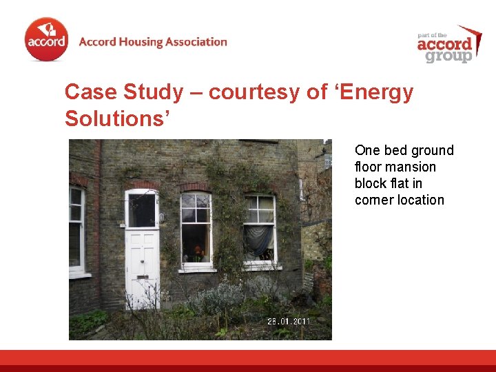 Case Study – courtesy of ‘Energy Solutions’ One bed ground floor mansion block flat