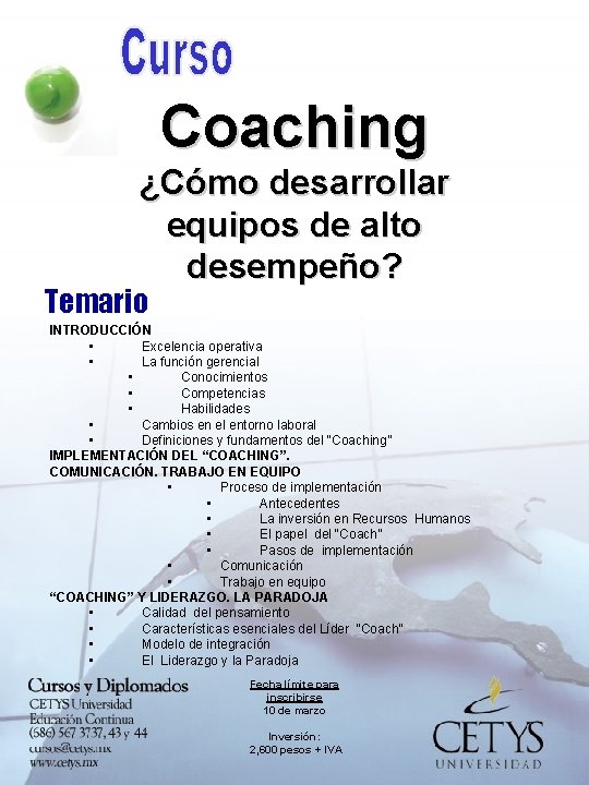 Coaching ¿Cómo desarrollar equipos de alto desempeño? Temario INTRODUCCIÓN • Excelencia operativa • La