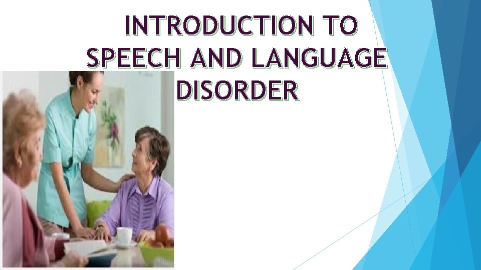 INTRODUCTION TO SPEECH AND LANGUAGE DISORDER INTRODUCTION TO SPEECH AND LANGUAGE DISORDER