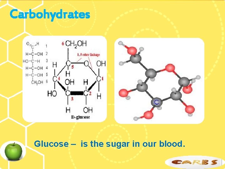 Carbohydrates Glucose – is the sugar in our blood. 