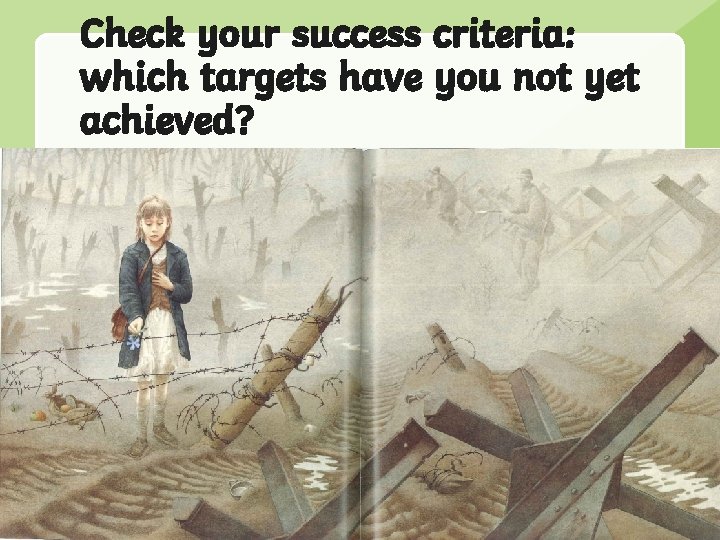 Check your success criteria: which targets have you not yet achieved? 