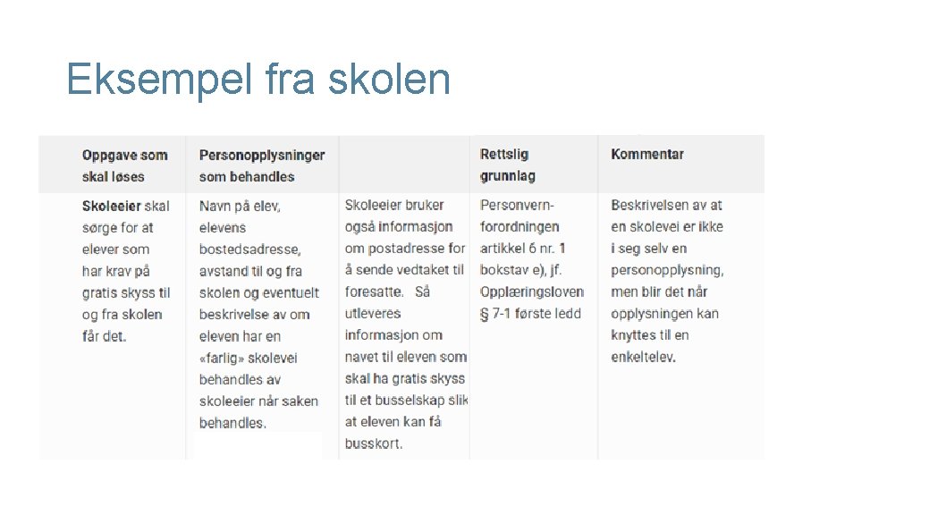 Eksempel fra skolen 